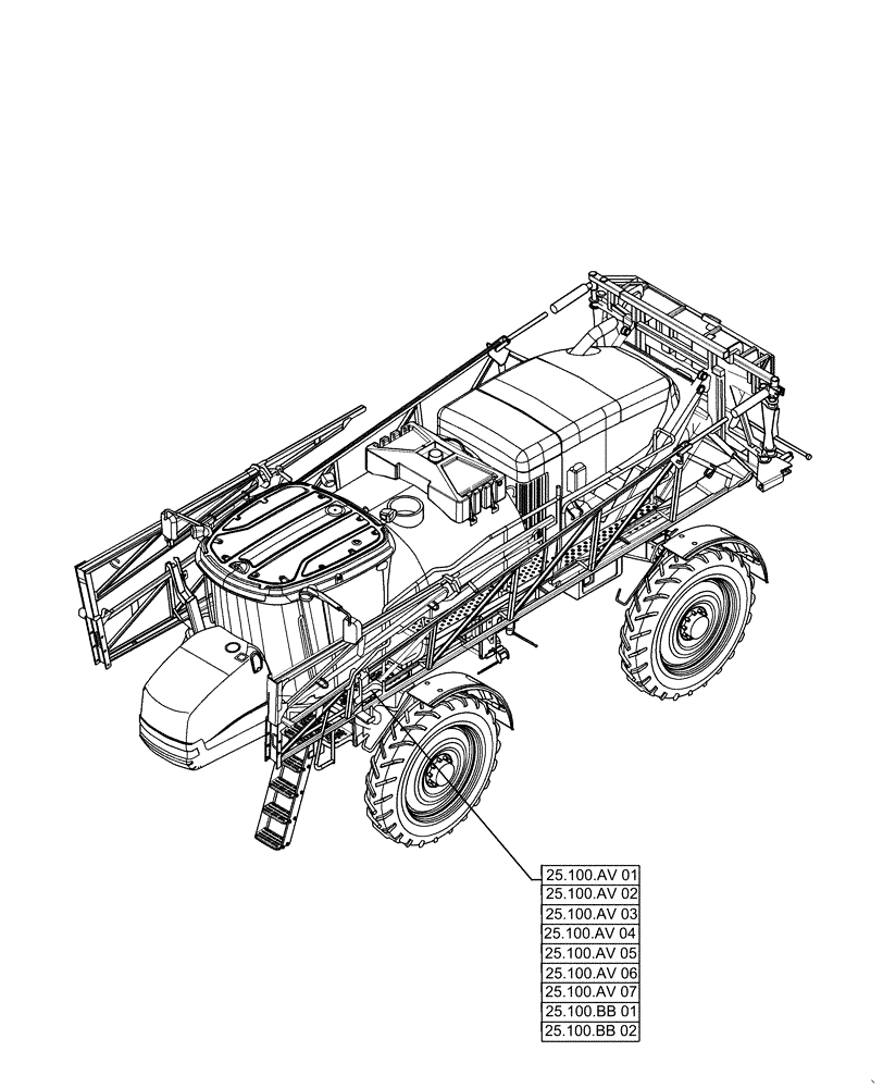 Схема запчастей Case IH PATRIOT 2250 - (00.000.25[01]) - PICTORIAL INDEX - FRONT AXLE SYSTEM (00) - GENERAL & PICTORIAL INDEX