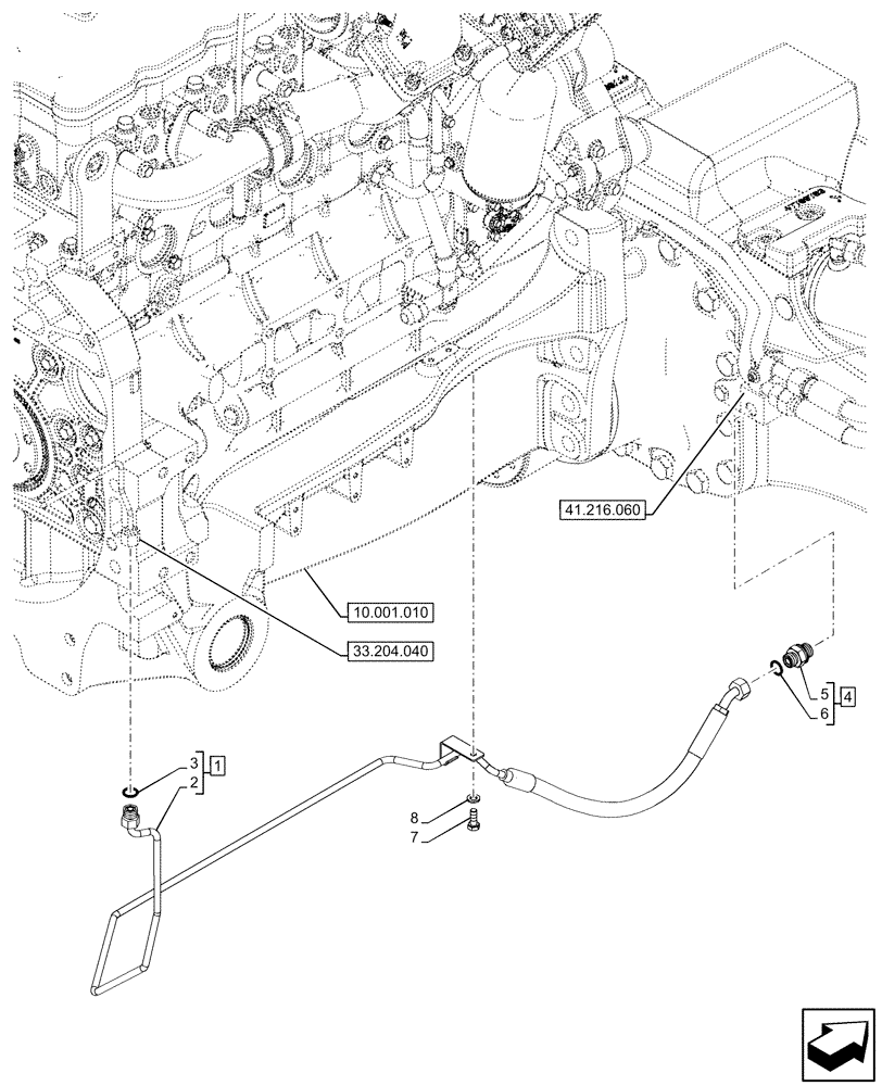 Схема запчастей Case IH OPTUM 300 CVT - (33.204.030) - VAR - 758796 - FRONT AXLE, W/ FRONT BRAKES, BRAKE LINE (33) - BRAKES & CONTROLS