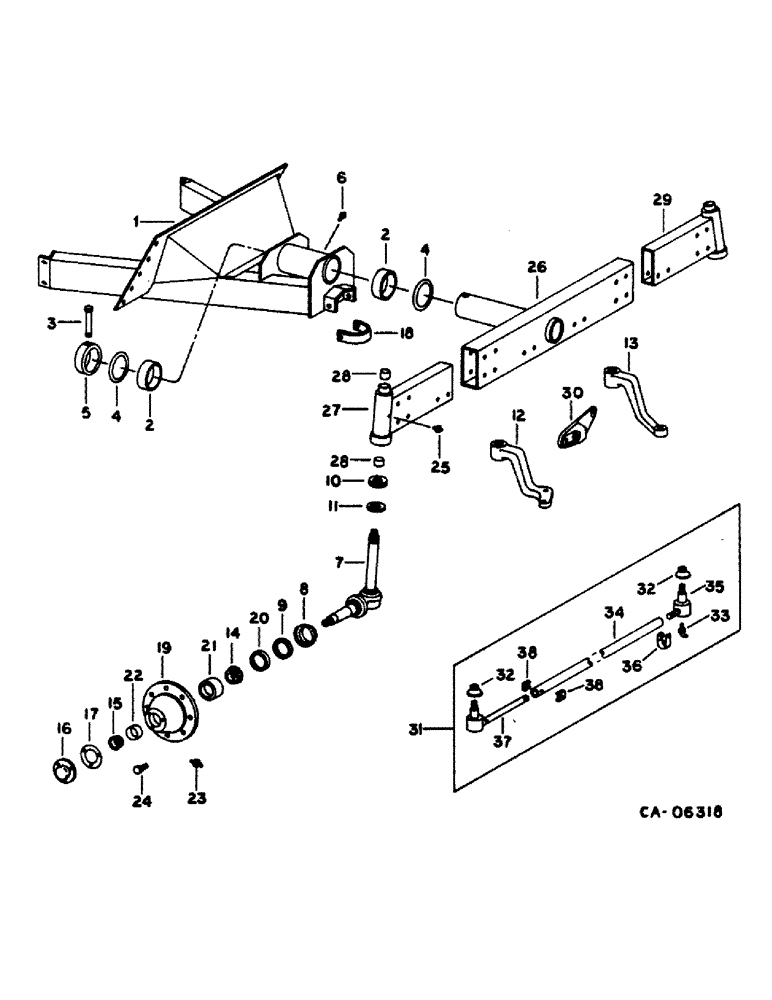 Схема запчастей Case IH 1420 - (14-03) - SUSPENSION, STEERING AXLE, SUPPORT AND TIE ROD, ADJUSTABLE Suspension