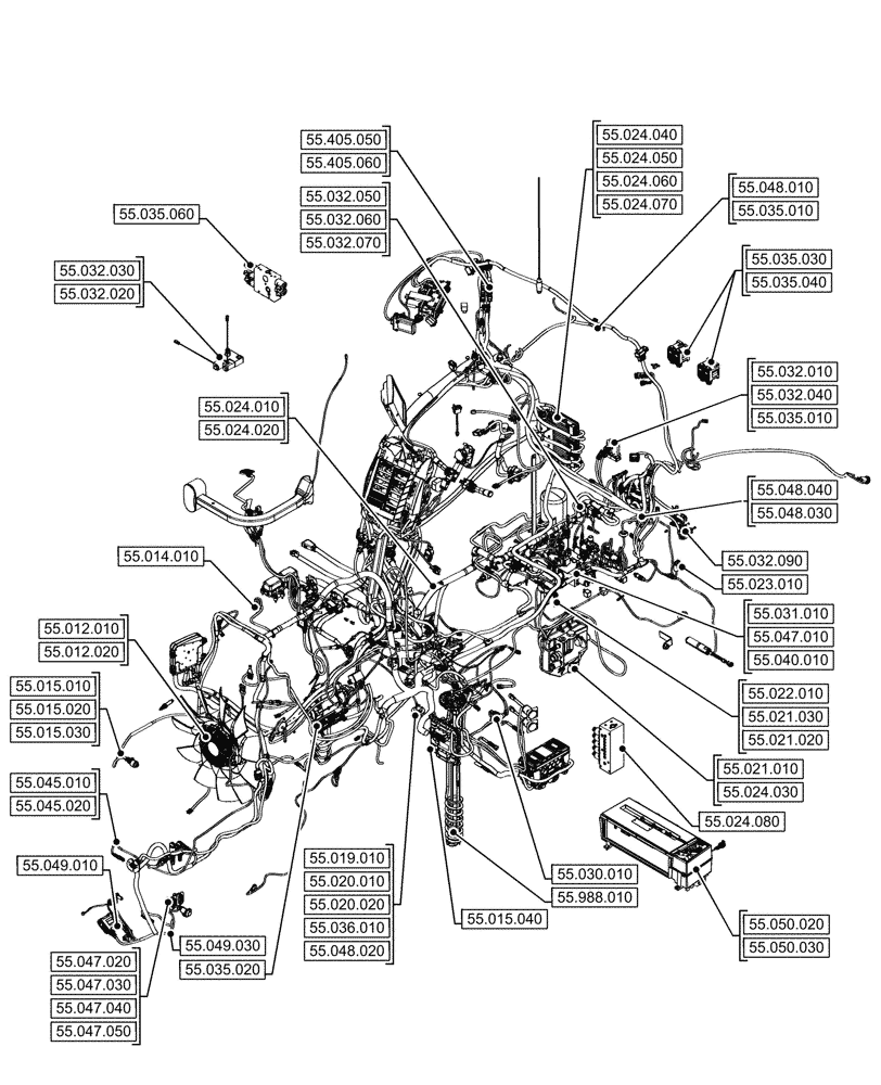 Схема запчастей Case IH OPTUM 270 CVT - (00.000.55[01]) - PICTORIAL INDEX - ELECTRICAL SYSTEMS (00) - GENERAL & PICTORIAL INDEX
