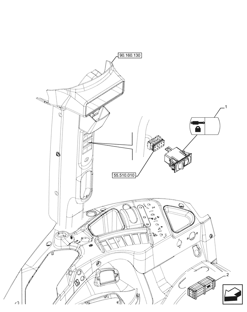 Схема запчастей Case IH FARMALL 110U - (55.513.050) - VAR - 758821 - REMOTE SWITCH (55) - ELECTRICAL SYSTEMS