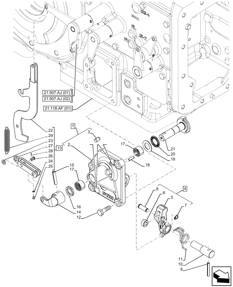 Схема запчастей Case IH FARMALL 100C - (33.110.AP[02A]) - VAR - 743551 - PARKING BRAKE, CONTROL LEVER - BEGIN YR 01-MAY-2015 (33) - BRAKES & CONTROLS