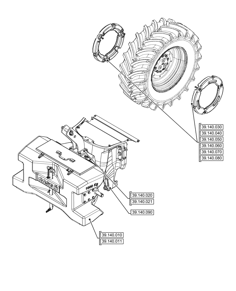 Схема запчастей Case IH OPTUM 270 CVT - (00.000.39) - PICTORIAL INDEX - FRAMES AND BALLASTING (00) - GENERAL & PICTORIAL INDEX