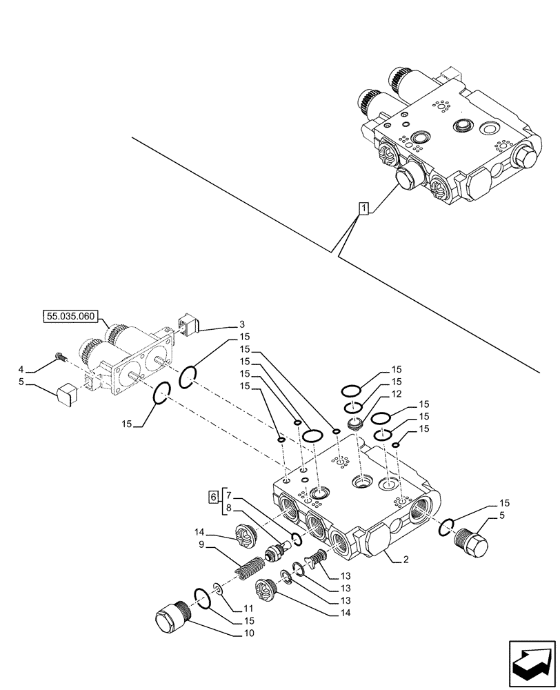 Схема запчастей Case IH FARMALL 120U - (35.204.190) - VAR - 338844 - 2 REMOTE CONTROL VALVES, REAR, COMPONENTS (35) - HYDRAULIC SYSTEMS