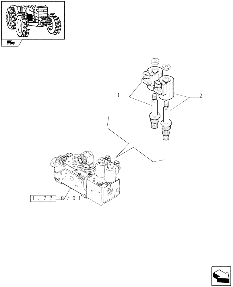 Схема запчастей Case IH PUMA 180 - (1.75.0/01[03]) - (VAR.212-463) FRONT AXLE WITH ACTIVE SUSPENSIONS - SOLENOID VALVES (06) - ELECTRICAL SYSTEMS