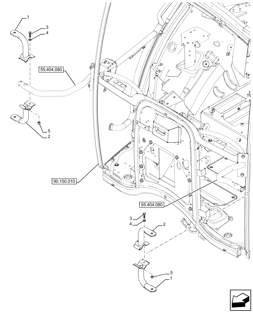 Схема запчастей Case IH FARMALL 120U - (55.404.180) - VAR - 335132, 335133 - ROAD LIGHT, SUPPORT (55) - ELECTRICAL SYSTEMS