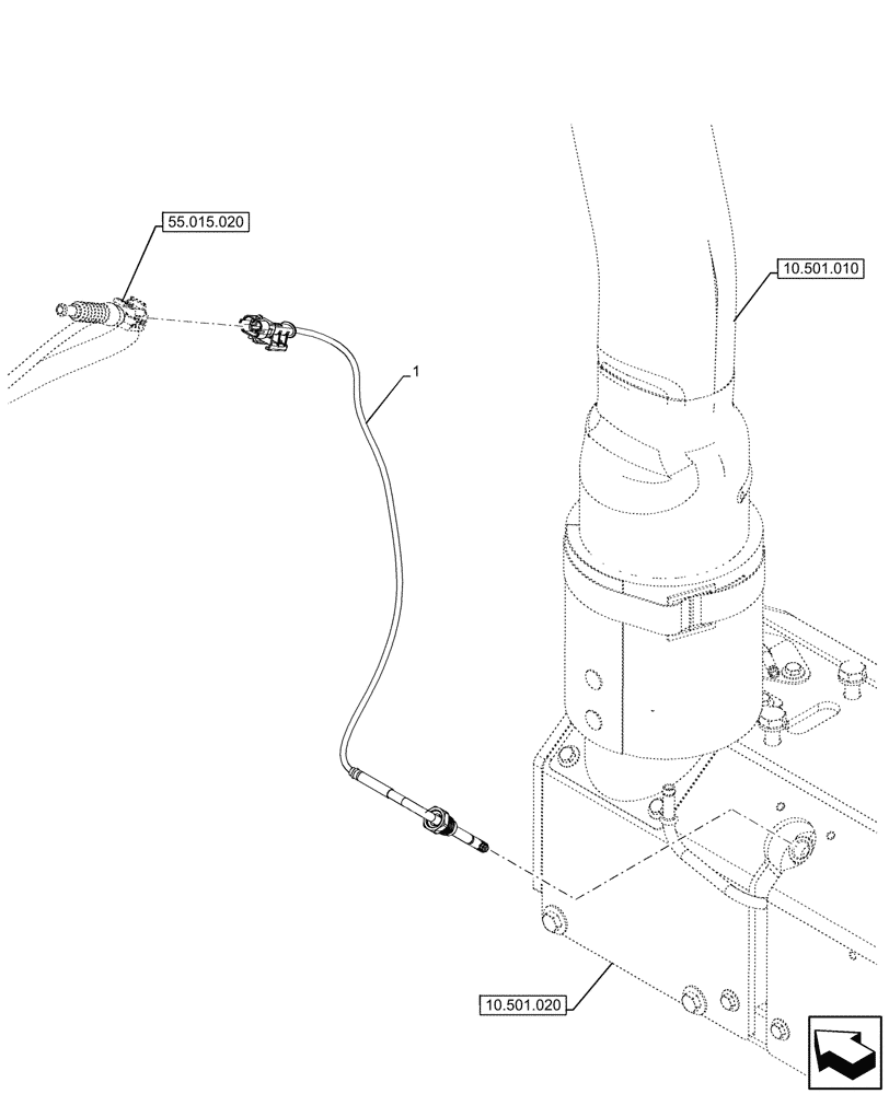 Схема запчастей Case IH FARMALL 90V - (55.014.010) - VAR - 759001, 759002 - MUFFLER, TEMPERATURE SENDER, EGT (55) - ELECTRICAL SYSTEMS