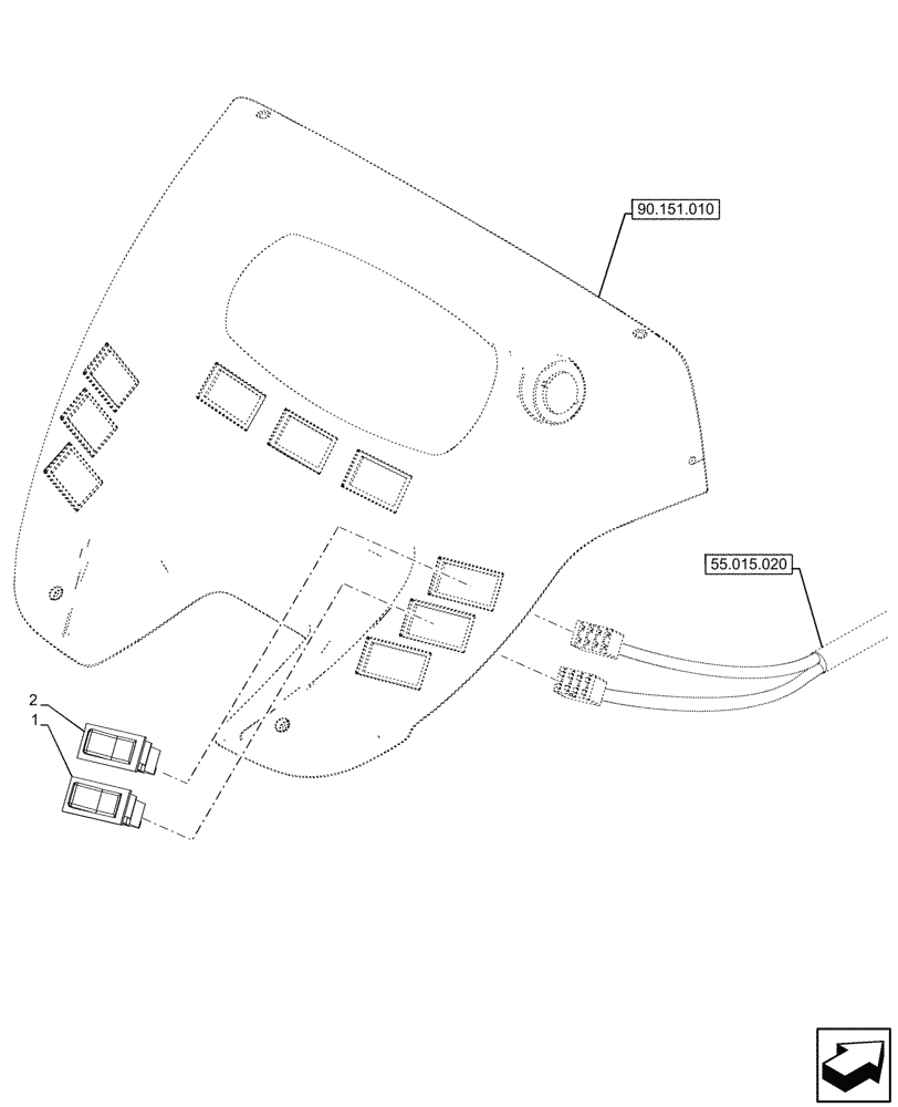 Схема запчастей Case IH FARMALL 100V - (55.015.040) - VAR - 342246, 759002 - SWITCH, CRPM (55) - ELECTRICAL SYSTEMS