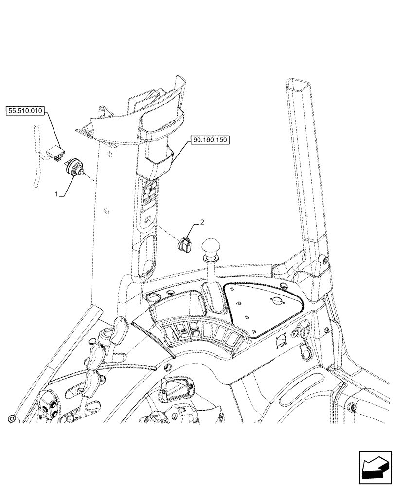 Схема запчастей Case IH FARMALL 120U - (55.405.010) - VAR - 331444, 332147, 335387, 336730, 339434, 391246 - LIGHT SWITCH (55) - ELECTRICAL SYSTEMS