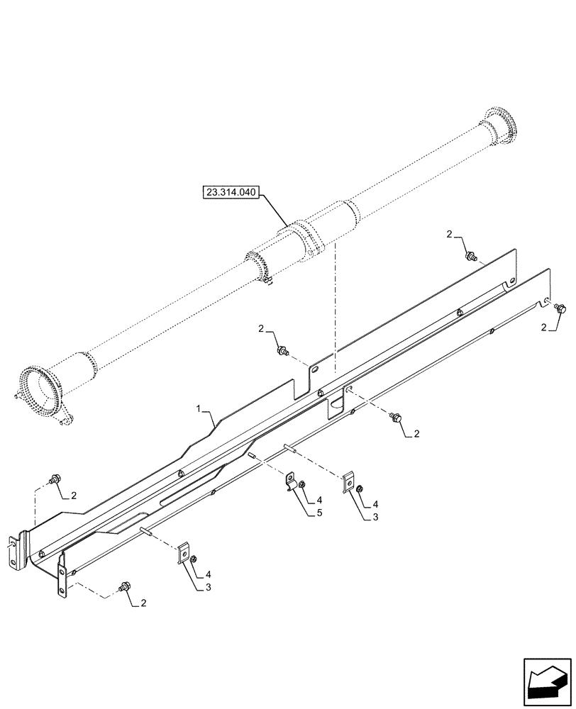 Схема запчастей Case IH FARMALL 110U - (23.314.030) - VAR - 758609 - FRONT DRIVE SHAFT, PROTECTION, LESS WATERPROOF (23) - FOUR WHEEL DRIVE SYSTEM