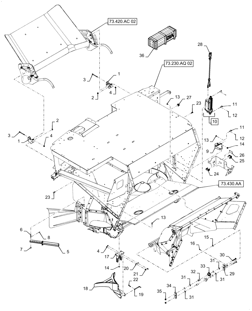 Схема запчастей Case IH 6140 - (73.420.AC[01]) - VAR - 425533, 425460 - DELUXE CHAFF SPREADER ASSY (73) - RESIDUE HANDLING