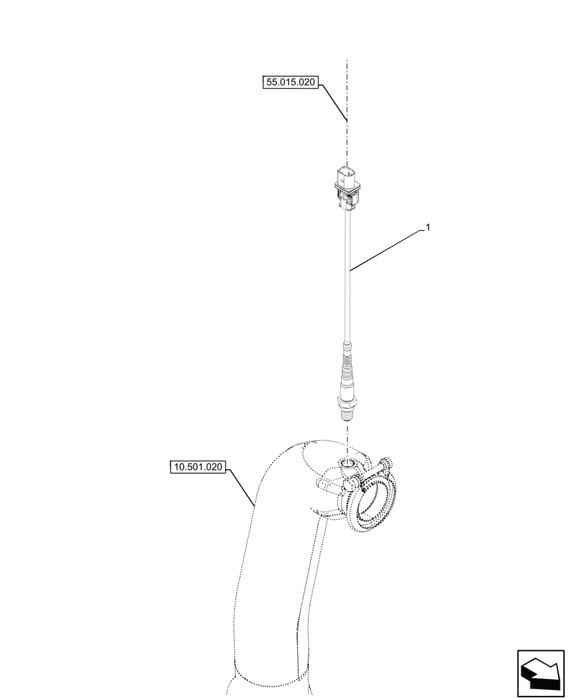 Схема запчастей Case IH FARMALL 110N - (55.989.010) - VAR - 759001, 759002 - EXHAUST, SENSOR (55) - ELECTRICAL SYSTEMS