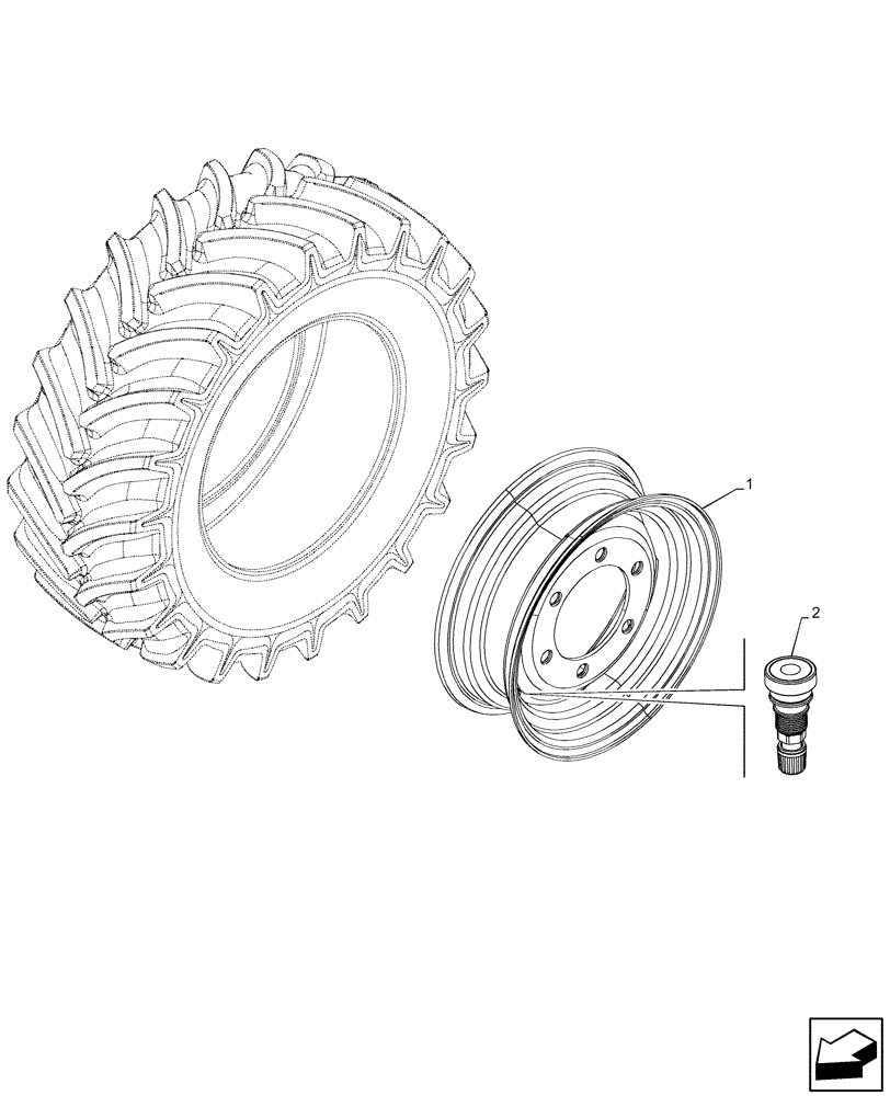 Схема запчастей Case IH FARMALL 90V - (44.511.030) - VAR - 8211401 - FRONT, WHEEL (W5.50FX16) (44) - WHEELS