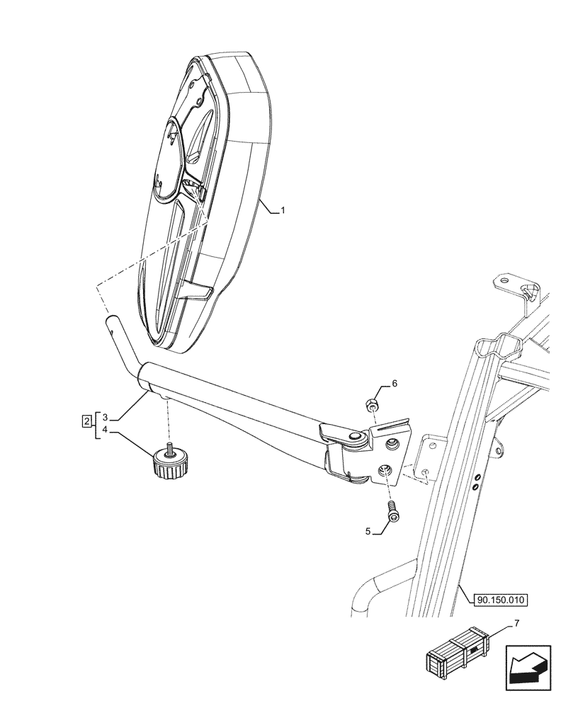 Схема запчастей Case IH FARMALL 110U - (90.118.040) - VAR - 335130 - TELESCOPIC EXTERNAL REAR VIEW MIRROR (90) - PLATFORM, CAB, BODYWORK AND DECALS