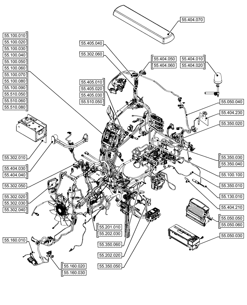 Схема запчастей Case IH OPTUM 270 CVT - (00.000.55[02]) - PICTORIAL INDEX - ELECTRICAL SYSTEMS (00) - GENERAL & PICTORIAL INDEX