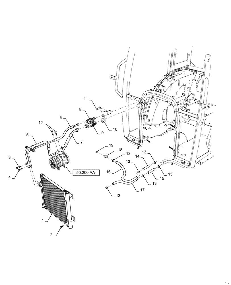 Схема запчастей Case IH FARMALL 40C - (50.200.AB) - AIR CONDITIONING (50) - CAB CLIMATE CONTROL
