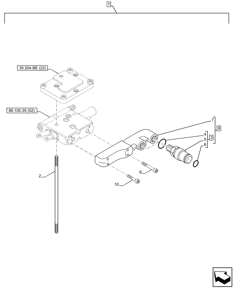 Схема запчастей Case IH PUMA 150 CVT - (88.100.35[04]) - DIA KIT, CONTROL VALVE SECTION, MOUNTING (88) - ACCESSORIES