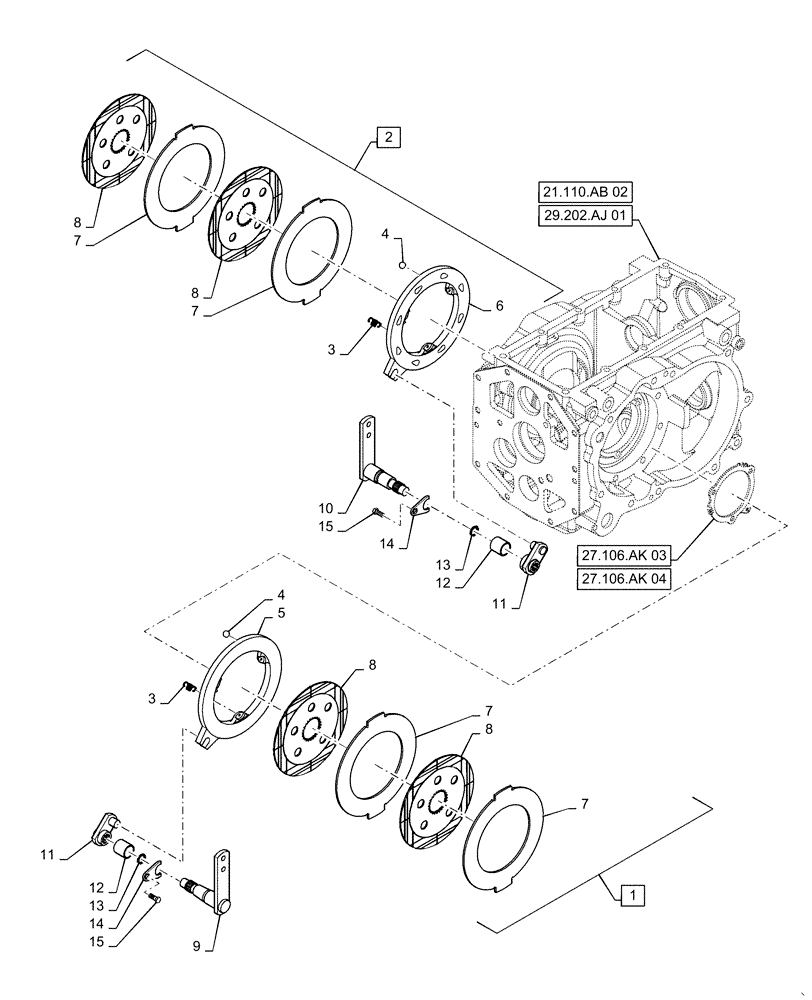 Схема запчастей Case IH FARMALL 50C - (33.120.AH[02]) - BRAKES, FARMALL 40C, 50C (33) - BRAKES & CONTROLS