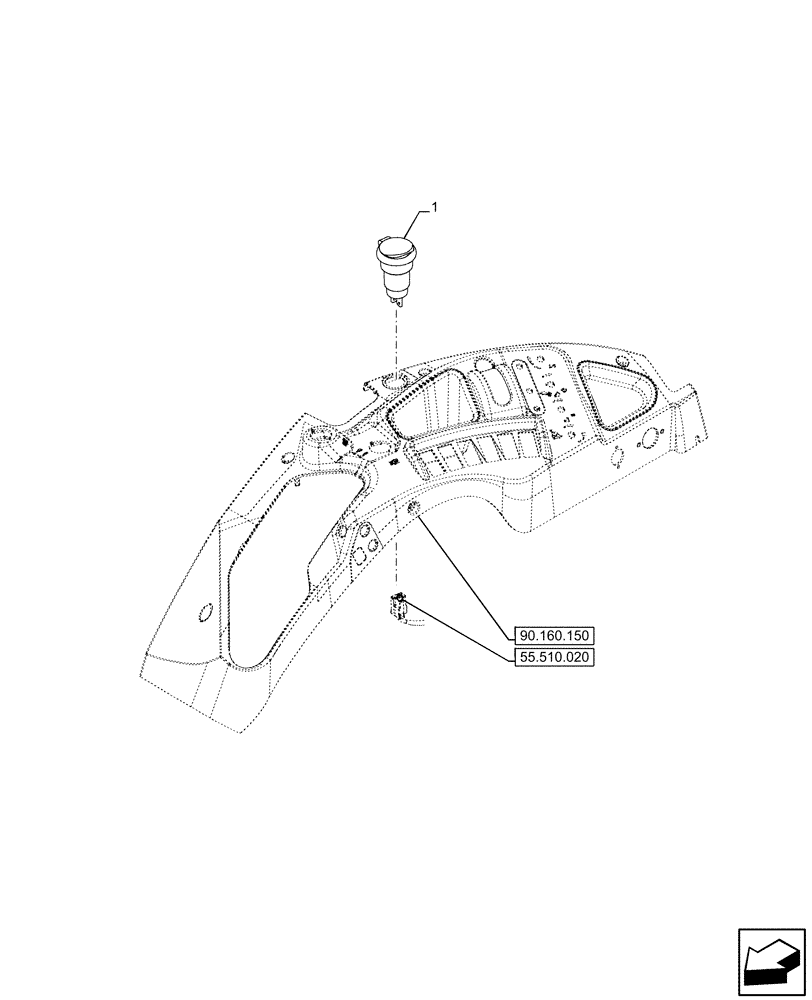 Схема запчастей Case IH FARMALL 120U - (55.512.030) - VAR - 331444, 332147, 335387, 336730, 339434, 391246 - CIGARETTE LIGHTER (55) - ELECTRICAL SYSTEMS