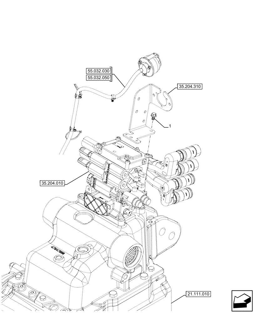 Схема запчастей Case IH FARMALL 110U - (35.204.330) - VAR - 758304, 750311, 758295, 332844, 758305, 758306, 758307,758308, 758310 - REAR REMOTE CONTROL VALVES, ELECTRICAL SOCKET (35) - HYDRAULIC SYSTEMS