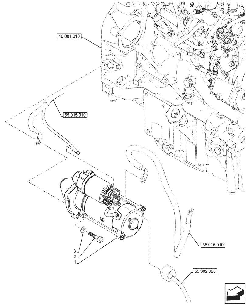 Схема запчастей Case IH FARMALL 90V - (55.201.030) - VAR - 342245, 342246, 759001, 759002 - STARTER MOTOR (55) - ELECTRICAL SYSTEMS