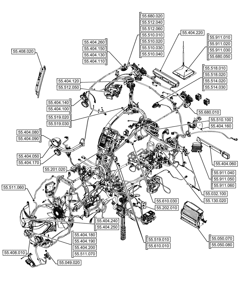 Схема запчастей Case IH OPTUM 270 CVT - (00.000.55[05]) - PICTORIAL INDEX - ELECTRICAL SYSTEMS (00) - GENERAL & PICTORIAL INDEX