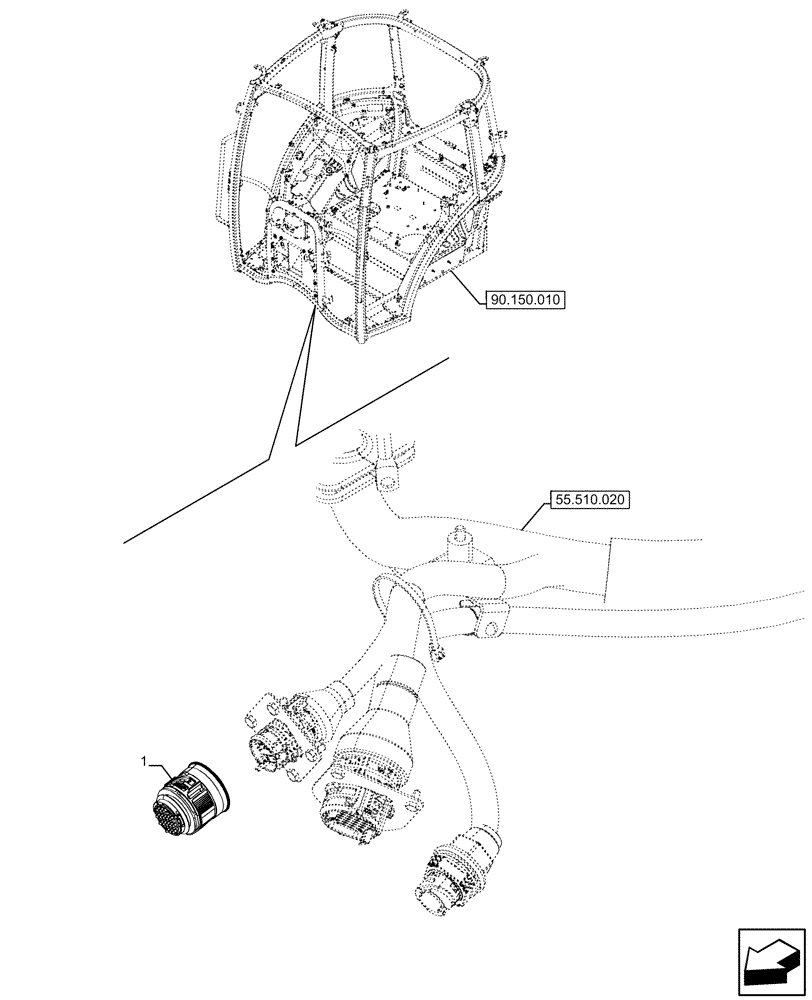 Схема запчастей Case IH FARMALL 120U - (55.100.040) - VAR - 758303 - PLUG, MAIN HARNESS (55) - ELECTRICAL SYSTEMS