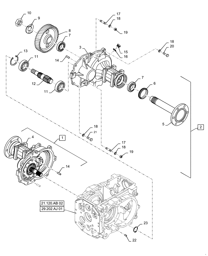 Схема запчастей Case IH FARMALL 50C - (27.100.AK[02]) - REAR AXLE ASSY, FARMALL 40C, 50C (27) - REAR AXLE SYSTEM