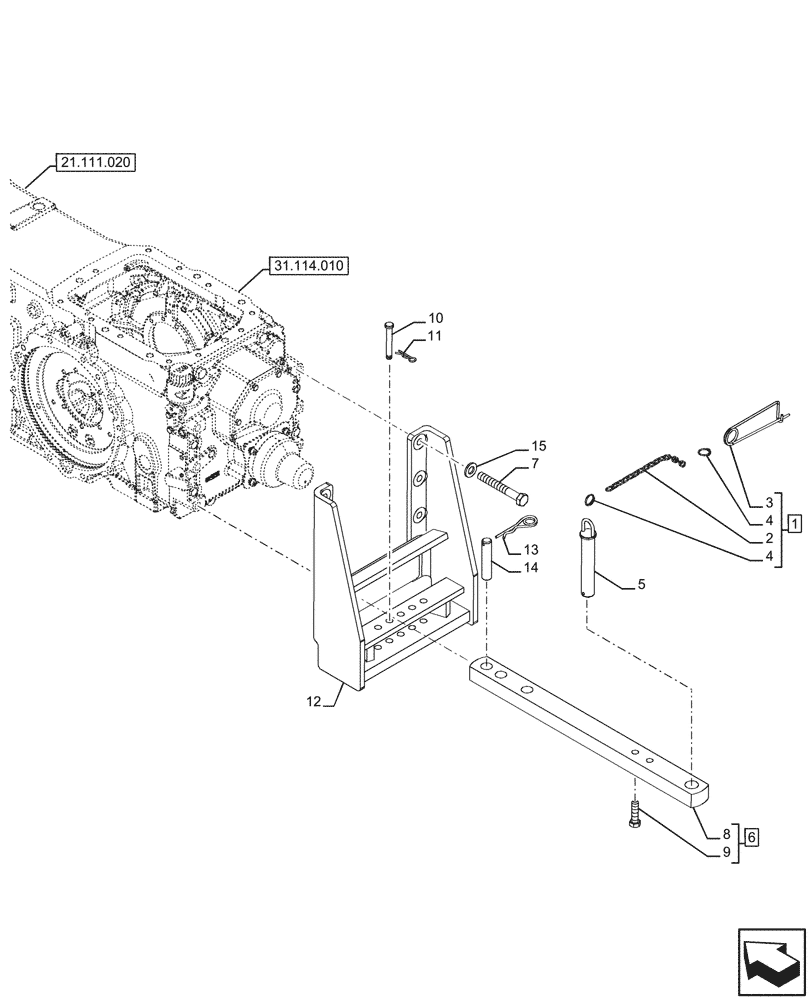 Схема запчастей Case IH FARMALL 110U - (37.100.020) - VAR - 330912 - DRAWBAR AND HITCH, EU (37) - HITCHES, DRAWBARS & IMPLEMENT COUPLINGS