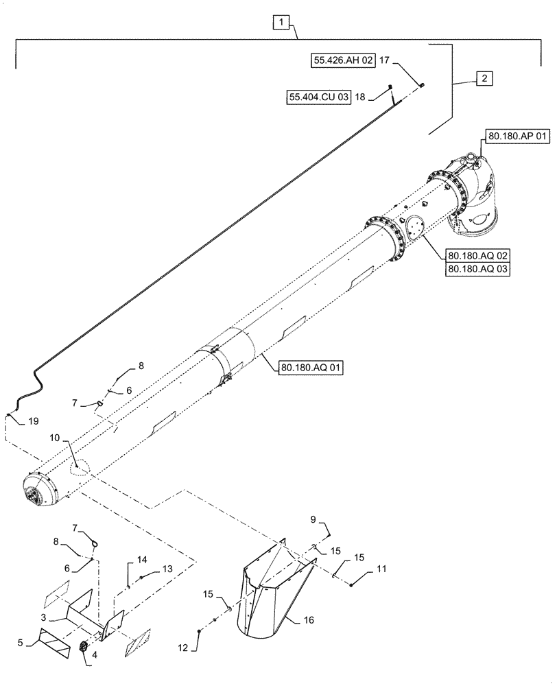 Схема запчастей Case IH 5140 - (88.100.80[02]) - DIA KIT, VERTICAL DISCHARGE SPOUT (88) - ACCESSORIES