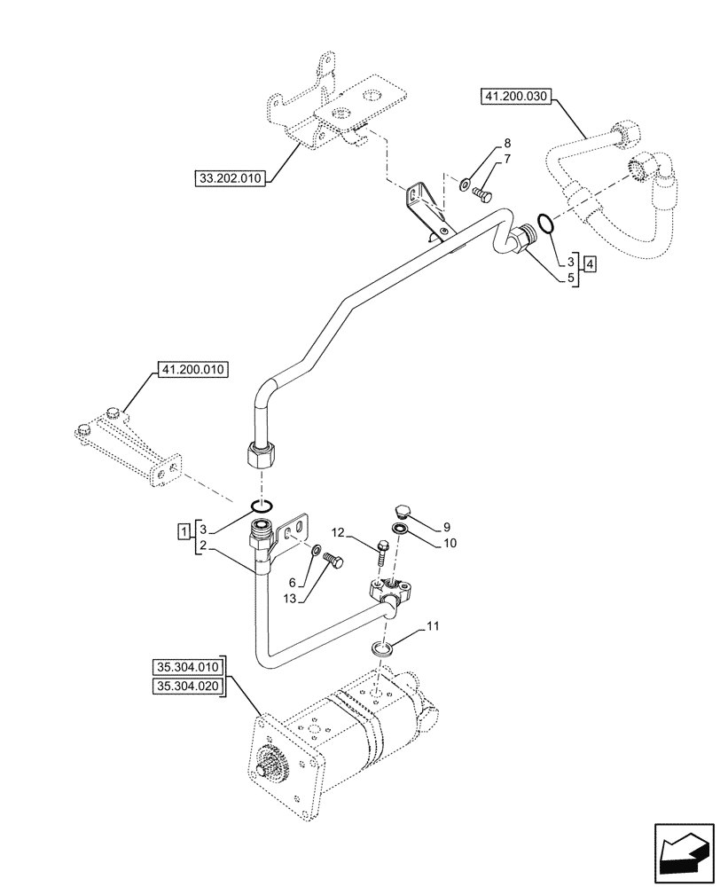 Схема запчастей Case IH FARMALL 80N - (41.206.030) - VAR - 759003 - POWER STEERING PUMP, LINES, W/ CAB (41) - STEERING