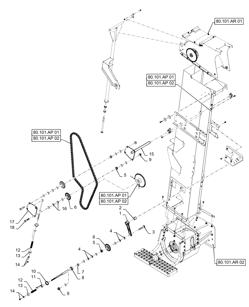 Схема запчастей Case IH 5140 - (80.101.AN) - VAR - 722630, 722632 - GRAIN ELEVATOR CHAIN IDLER GEAR (80) - CROP STORAGE/UNLOADING