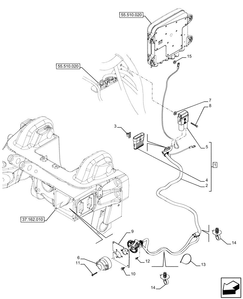 Схема запчастей Case IH FARMALL 120U - (55.510.080) - VAR - 330622 - ELECTRICAL SOCKET, FRONT, EU (55) - ELECTRICAL SYSTEMS