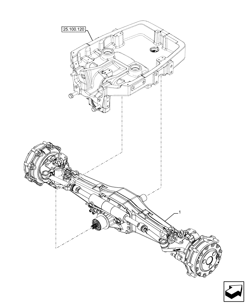 Схема запчастей Case IH FARMALL 110U - (25.100.010) - VAR - 390399 - 4WD FRONT AXLE (25) - FRONT AXLE SYSTEM