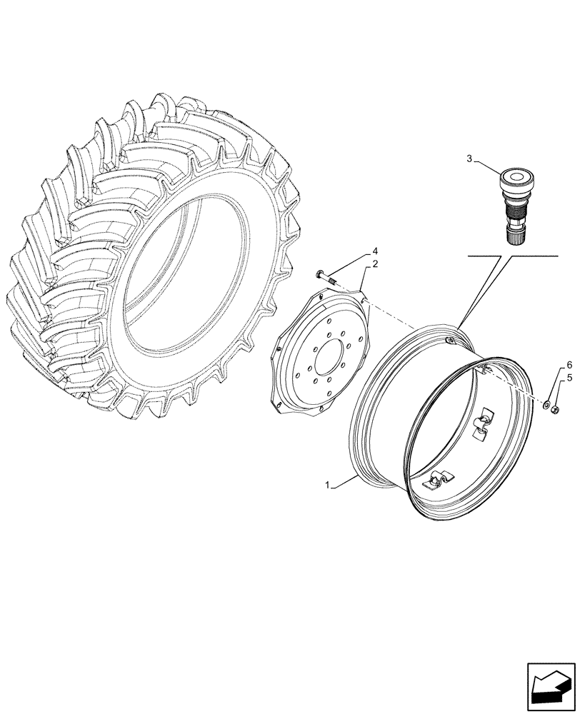 Схема запчастей Case IH FARMALL 80V - (44.520.060) - VAR - 8338401, 8935401 - REAR, WHEEL (W11X24) (44) - WHEELS