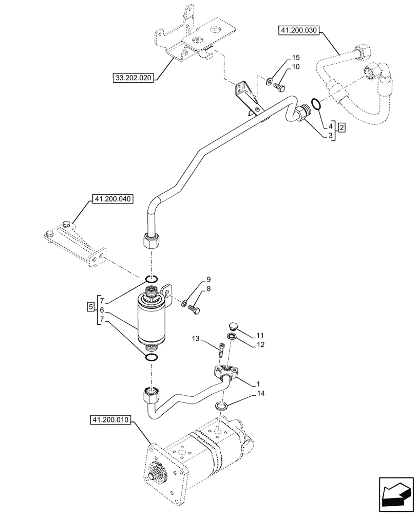 Схема запчастей Case IH FARMALL 90N - (41.206.060) - VAR - 743500 - POWER STEERING PUMP, LINES, VISCOUS JOINT FAN, 60L (41) - STEERING