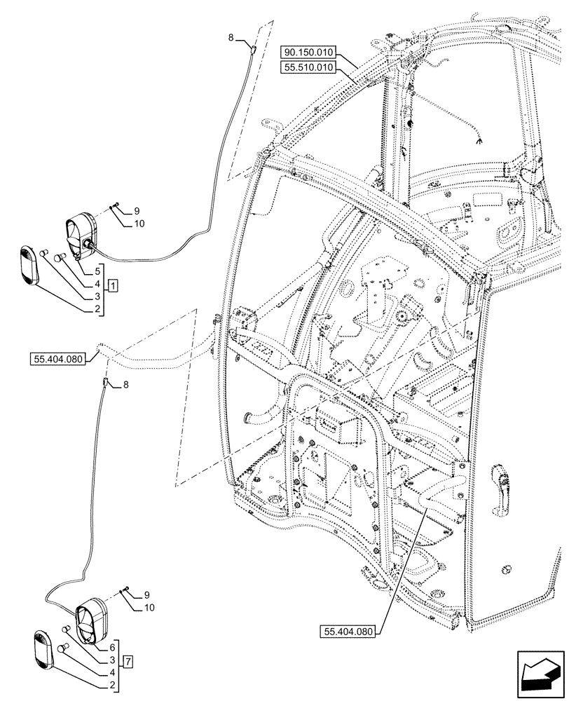 Схема запчастей Case IH FARMALL 110U - (55.404.090) - VAR - 331714, 335131, 335132, 335133, 337131, 390713 - INDICATOR LIGHT (55) - ELECTRICAL SYSTEMS