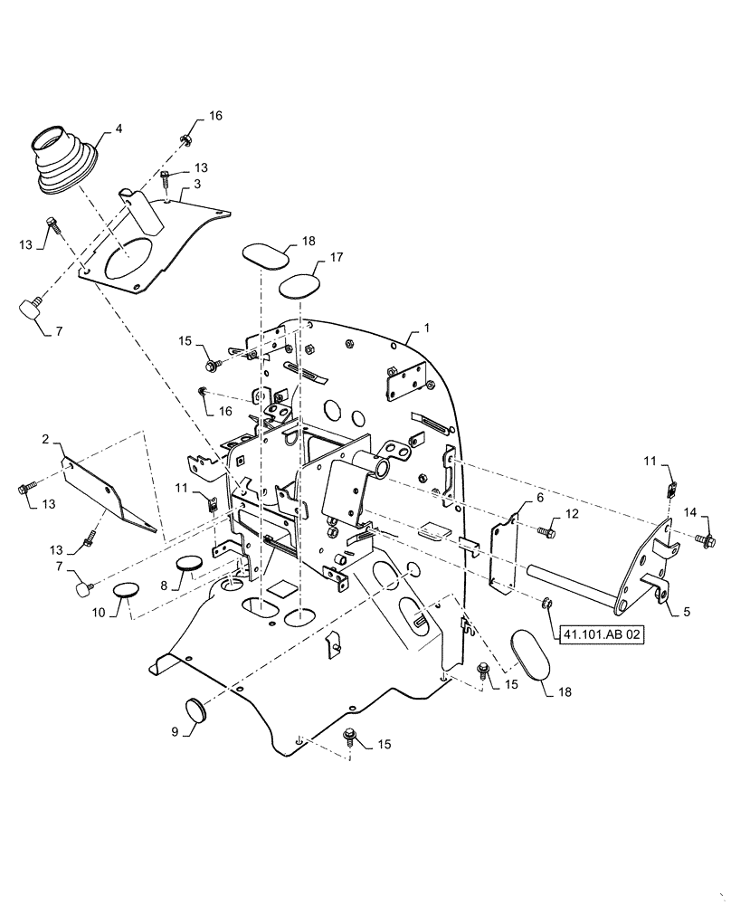 Схема запчастей Case IH FARMALL 40C - (41.101.AU[01]) - PEDAL FRAME, HST, FARMALL 40C, 50C (41) - STEERING