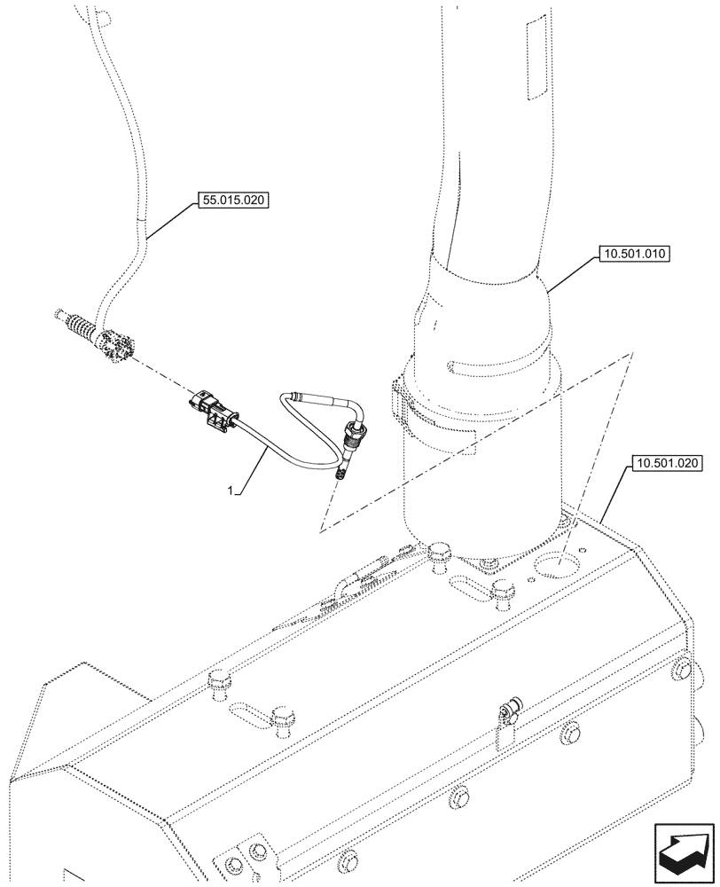 Схема запчастей Case IH FARMALL 90V - (55.014.020) - VAR - 759001, 759002 - MUFFLER, TEMPERATURE SENDER (55) - ELECTRICAL SYSTEMS