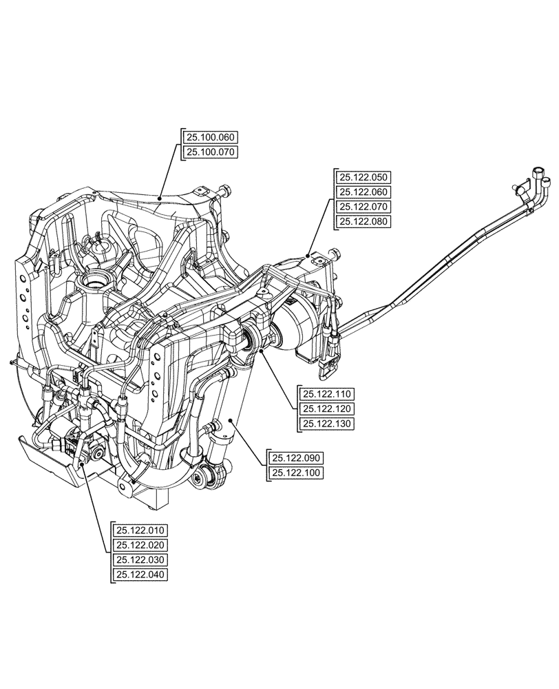 Схема запчастей Case IH OPTUM 300 CVT - (25.000.00[02]) - SECTION INDEX - FRONT AXLE SYSTEM (25) - FRONT AXLE SYSTEM