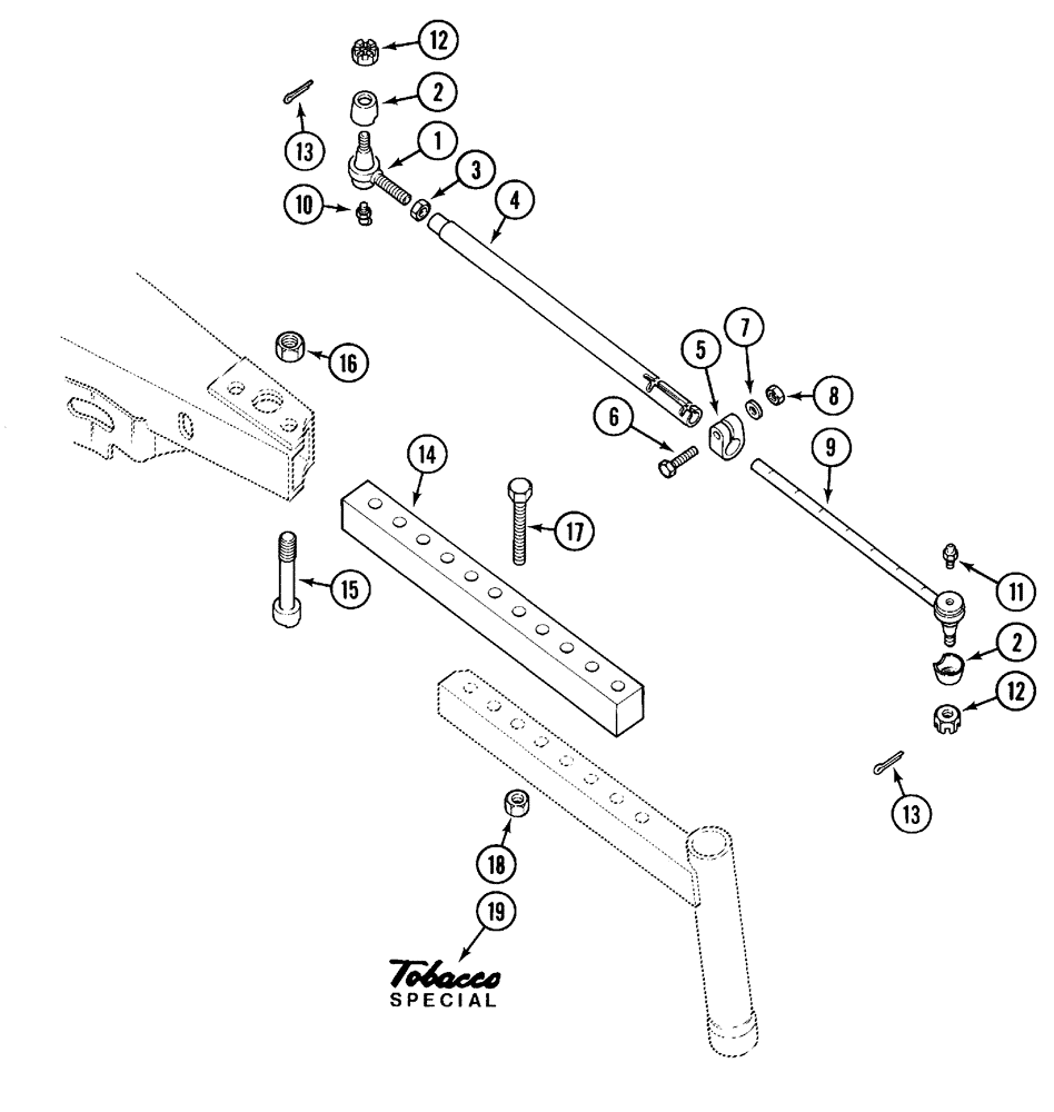 Схема запчастей Case IH C60 - (05-08) - ADJUSTABLE FRONT AXLE, N.A. ONLY, 88 TO 96 INCH TREAD WIDTHS, ADJUSTABLE TIE ROD (05) - STEERING