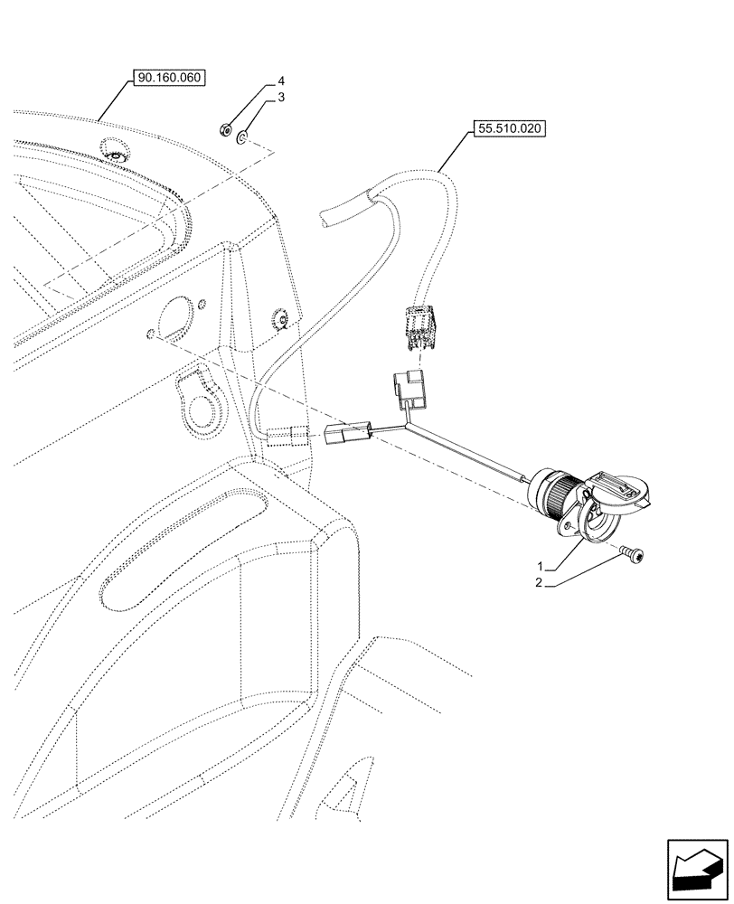 Схема запчастей Case IH FARMALL 120U - (55.510.050) - VAR - 336755 - SOCKET, STANDARD, 40A, EU (55) - ELECTRICAL SYSTEMS