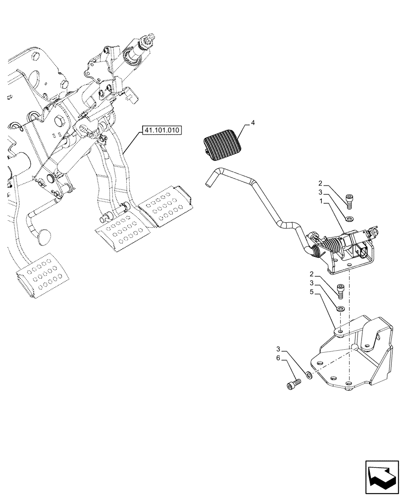 Схема запчастей Case IH FARMALL 120U - (55.525.010) - VAR - 331444, 332147, 335387, 336730, 339434, 391246 - THROTTLE CONTROL, PEDAL (55) - ELECTRICAL SYSTEMS