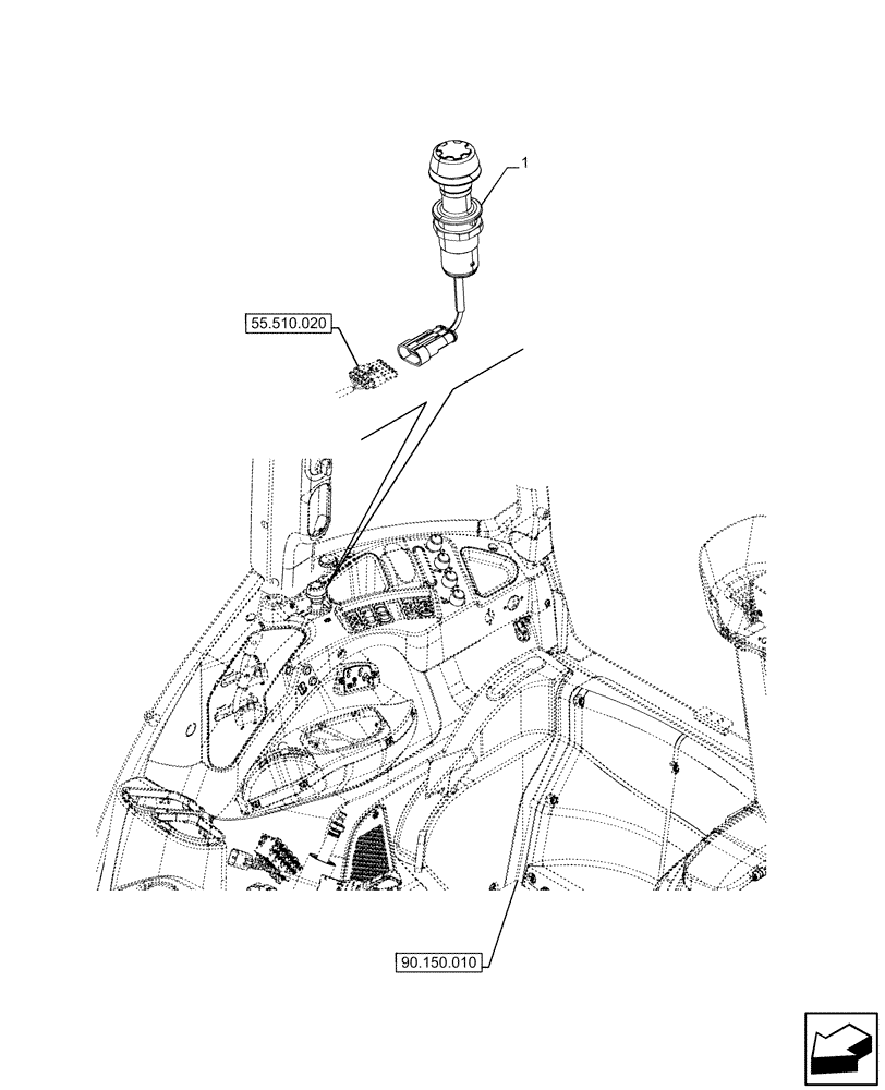 Схема запчастей Case IH FARMALL 120U - (55.522.020) - VAR - 331444, 332147, 335387, 336730, 339434, 391246 - PTO, FRONT, SWITCH (55) - ELECTRICAL SYSTEMS