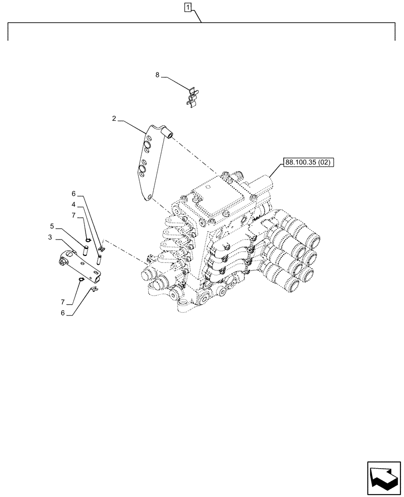 Схема запчастей Case IH PUMA 165 - (88.100.35[03]) - DIA KIT, CONTROL VALVE SECTION, SUPPORT (88) - ACCESSORIES