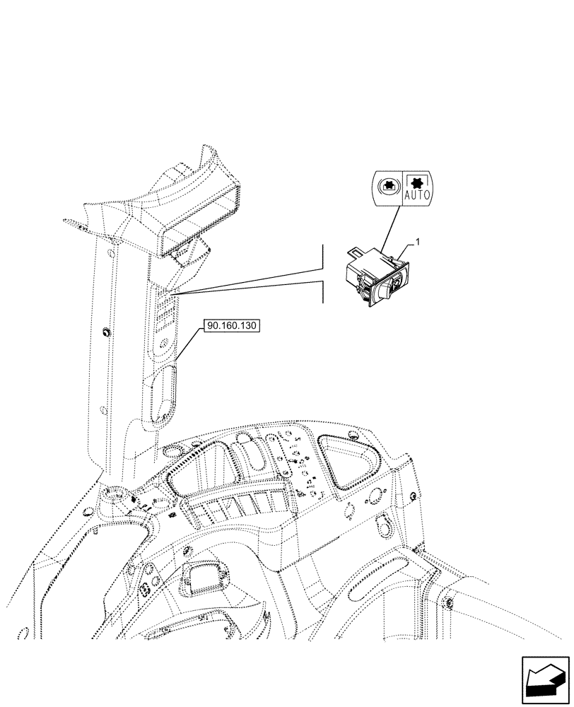 Схема запчастей Case IH FARMALL 110U - (55.513.070) - VAR - 336933 - SWITCH, BRAKE, REAR PTO, ROCKER (55) - ELECTRICAL SYSTEMS