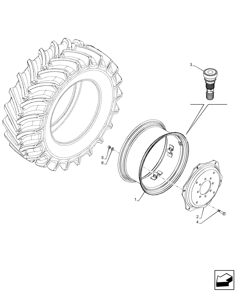 Схема запчастей Case IH FARMALL 90N - (44.520.010) - VAR - 8339401, 8938401 - REAR, WHEEL (W11X24) (44) - WHEELS