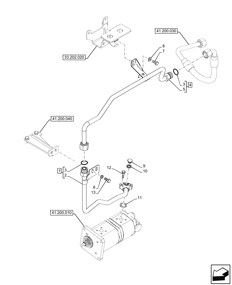 Схема запчастей Case IH FARMALL 110N - (41.206.020) - VAR - 759003 - POWER STEERING PUMP, LINES (41) - STEERING