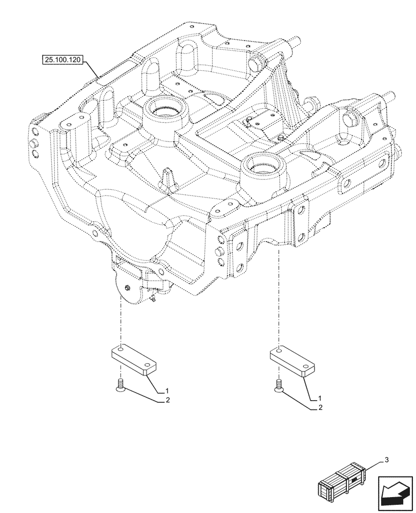 Схема запчастей Case IH FARMALL 120U - (25.100.150) - VAR - 338381 - PLATE, FRONT AXLE SUPPORT (25) - FRONT AXLE SYSTEM