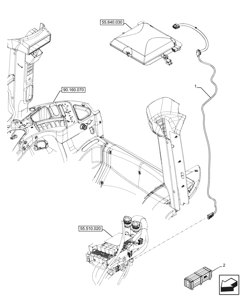 Схема запчастей Case IH FARMALL 120U - (55.640.050) - VAR - 336612 - GPS RECEIVER, HARNESS (55) - ELECTRICAL SYSTEMS